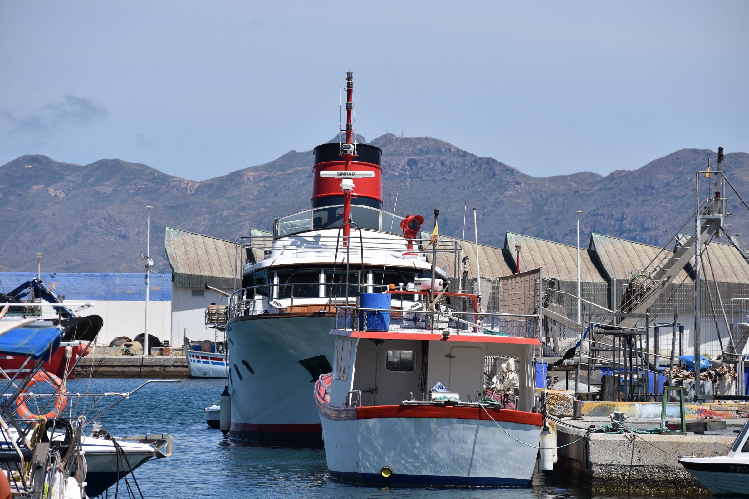 Fishing boats moored in the harbour at Puerto de Mazarrón