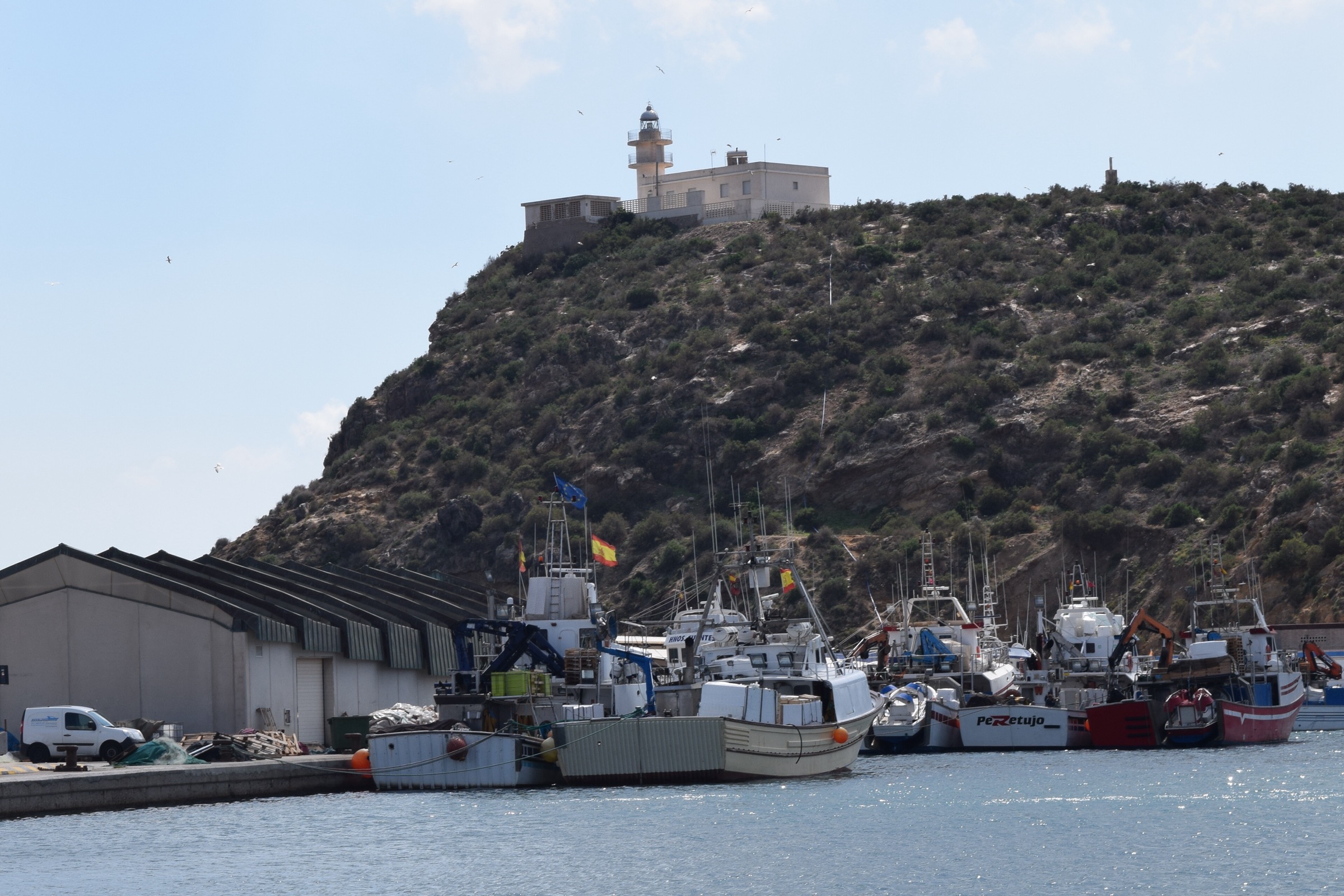 The fishing harbour and lighthouse at Puerto de Mazarrón