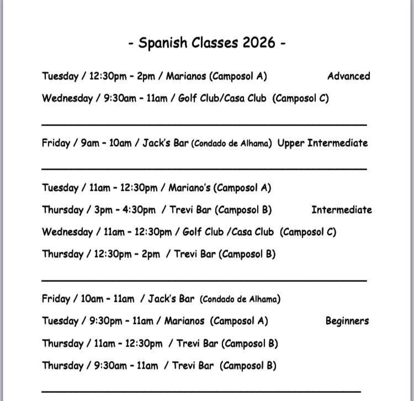 Spanish Classes <span>2026</span>