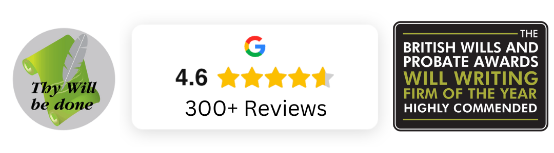 Thy Will Be Done, rated 4.6 from 300 plus Google reviews, British Wills and Probate Awards Highly Commended