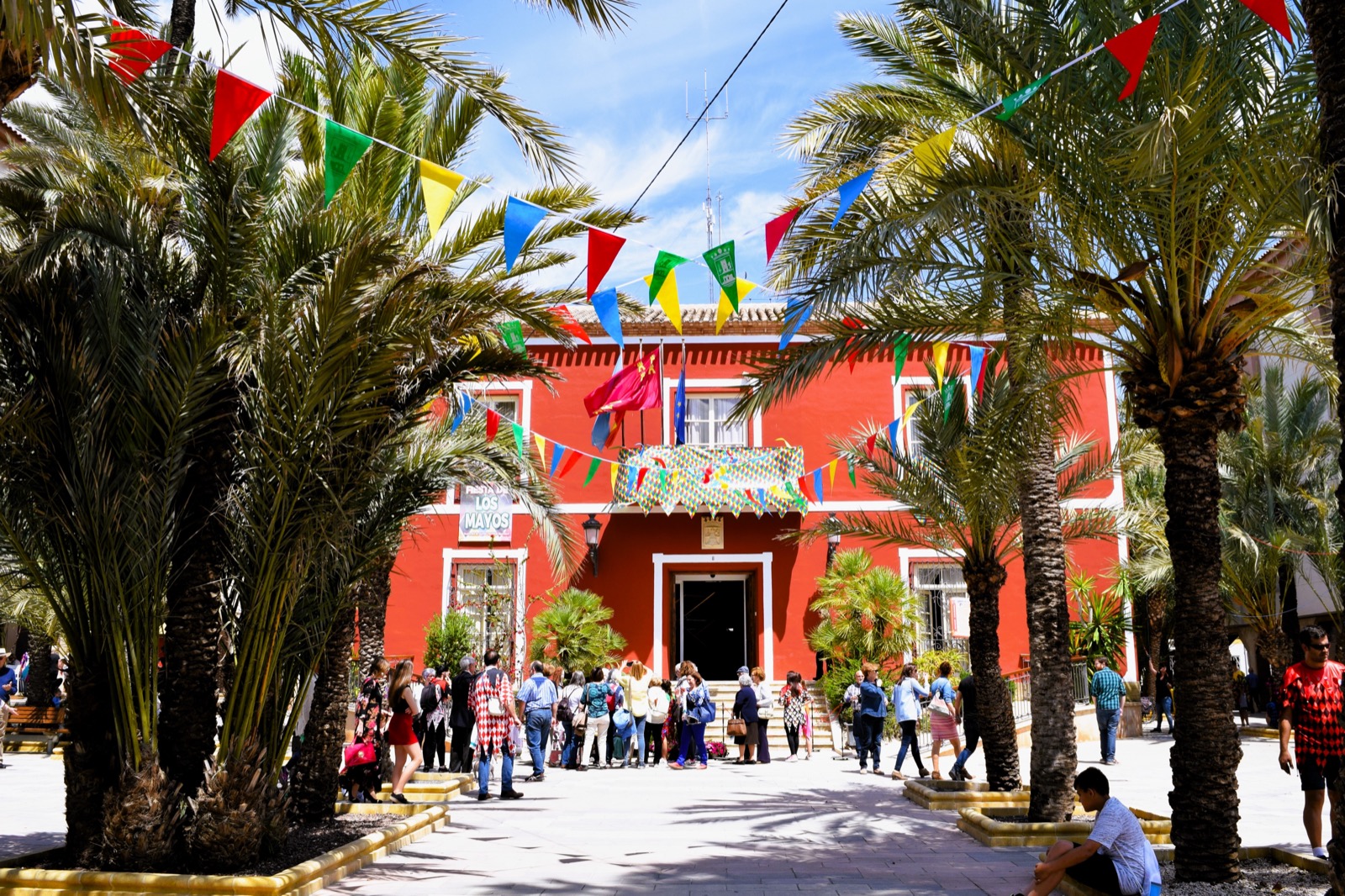 A grand house decorated for the Fiestas de Los Mayos, Alhama de Murcia