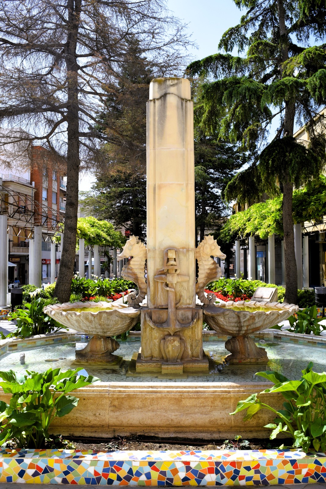 The seahorse fountain at the Jardin de los Patos, Alhama de Murcia