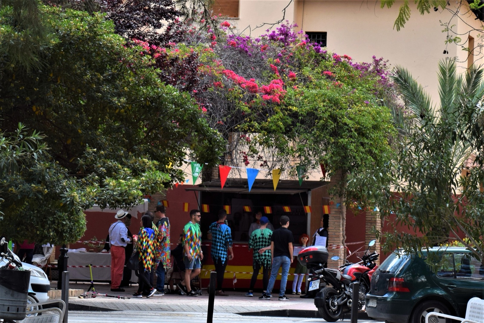 A street decked in bougainvillea, Fiestas de Los Mayos, Alhama de Murcia