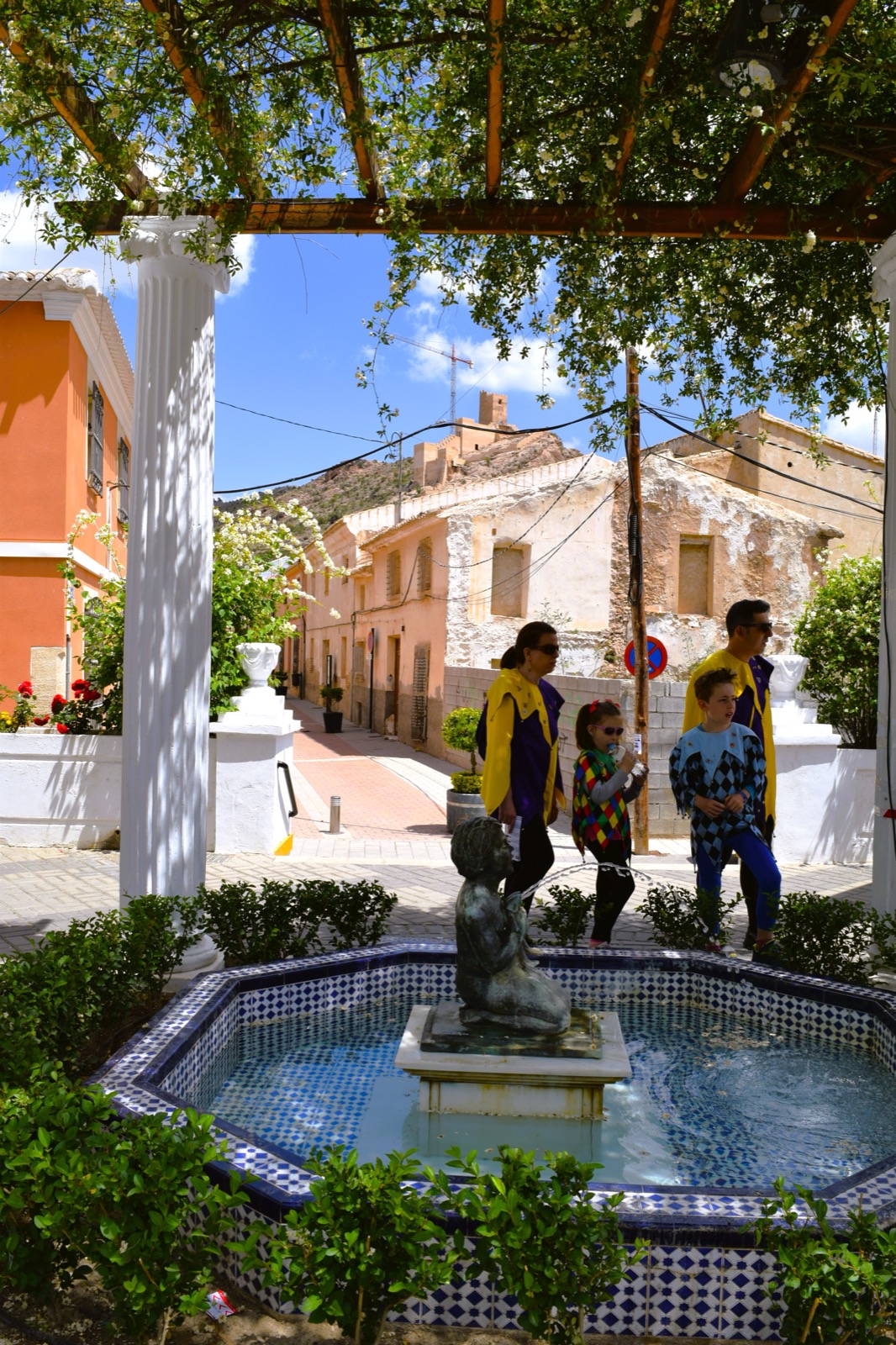 A tiled fountain beneath the old town of Alhama de Murcia