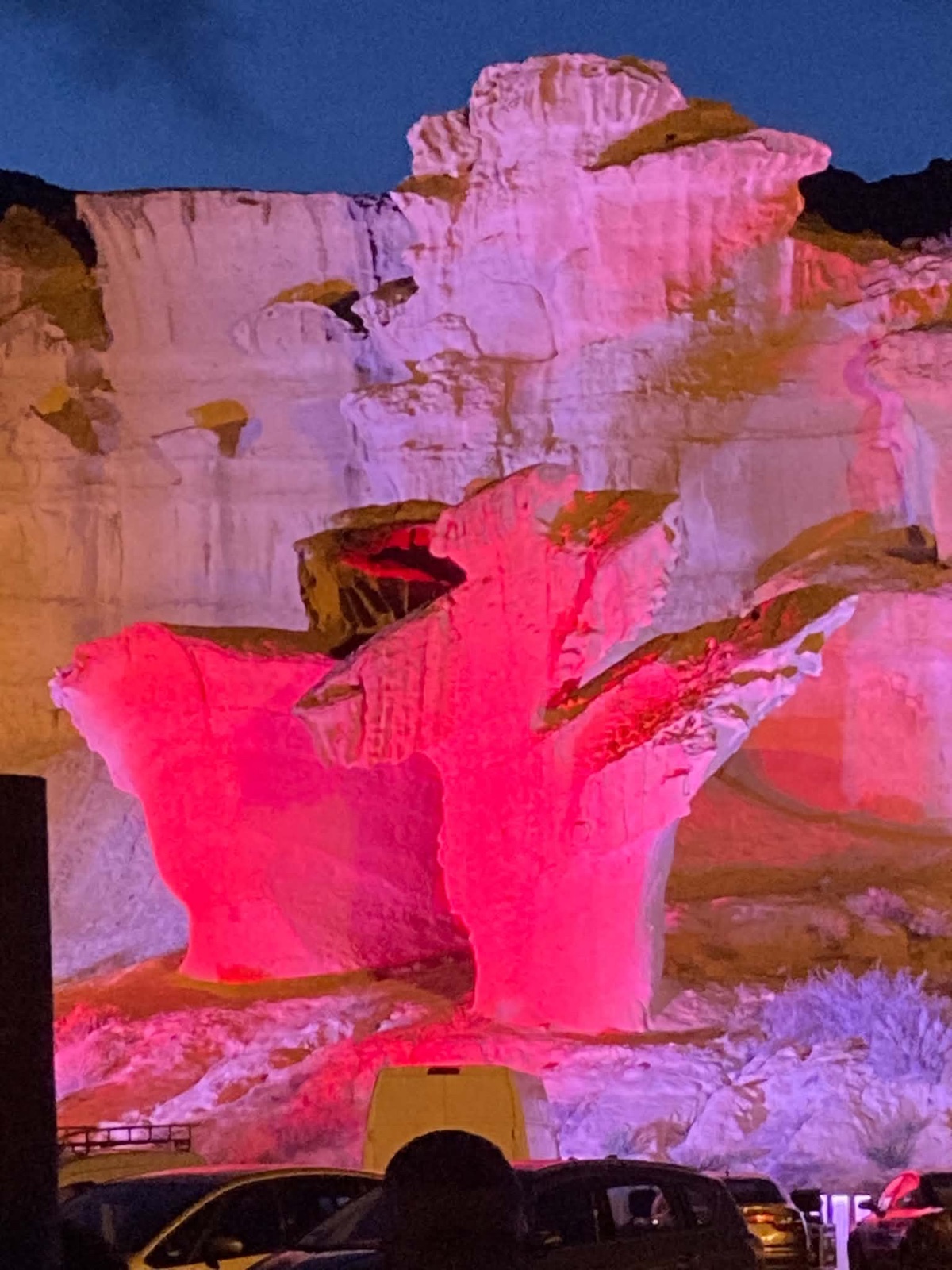 The Gredas cliffs at Bolnuevo lit up at night, Costa Calida