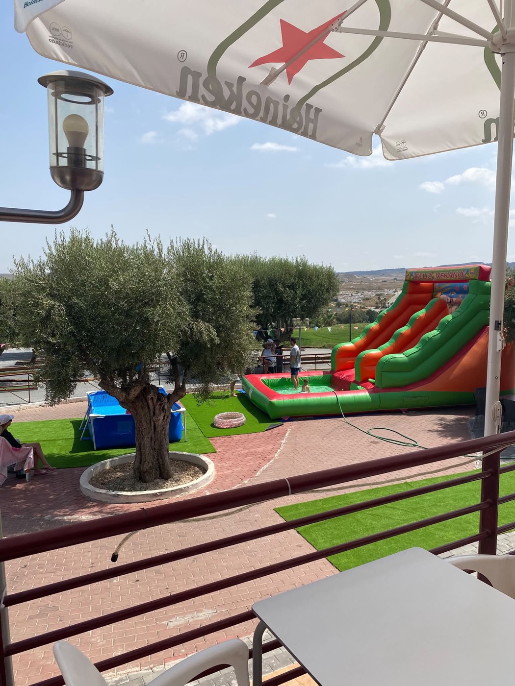 Summer water slide and paddling pools for children at Casa Club, Camposol Golf