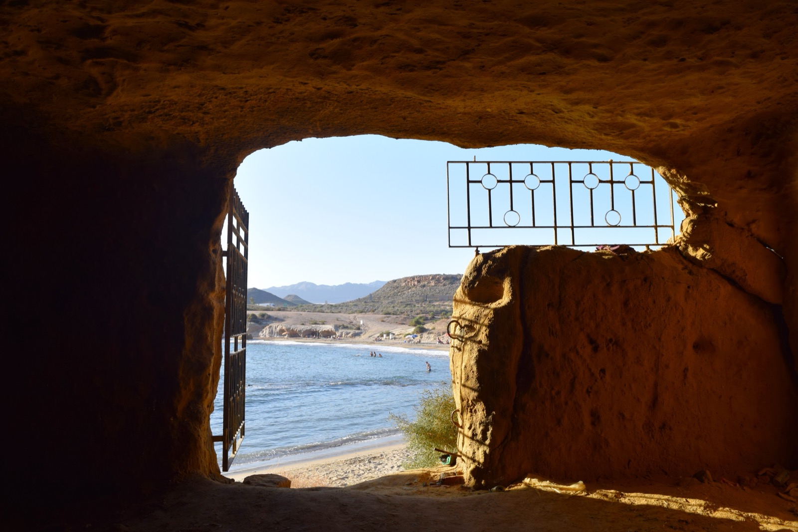 Looking out to the beach from the caves at Playa de los Cocedores, Águilas
