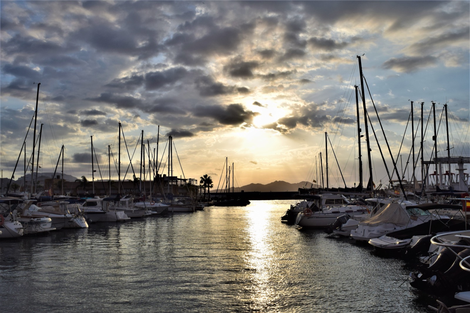 Sunrise over the harbour, Puerto de Mazarr&oacute;n