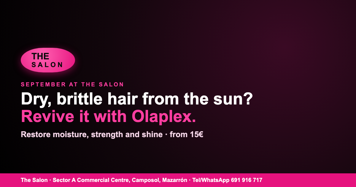 Revive sun-damaged hair with an Olaplex treatment at The Salon, Camposol