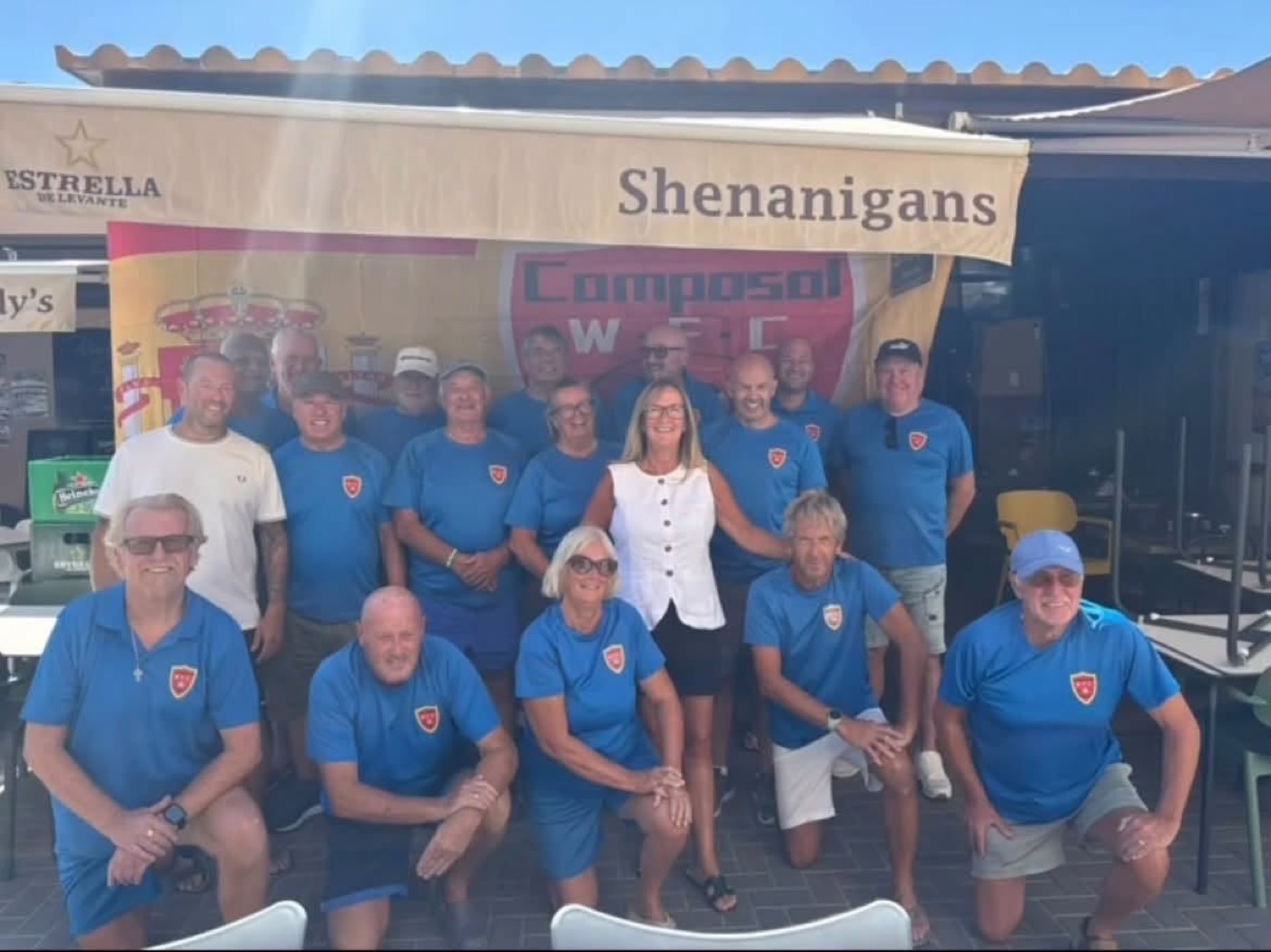 Camposol Walking Football Club with sponsors Shenanigans Sports Bar