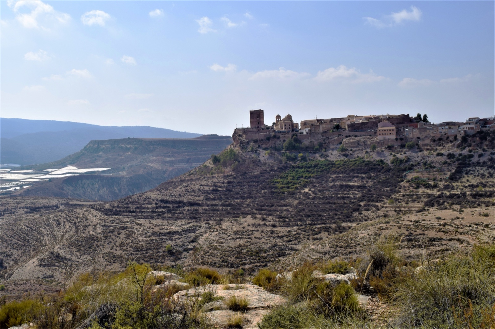 The mountain village of Aledo on its ridge, Sierra Espuna